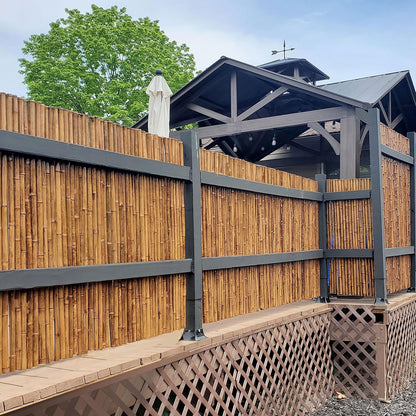 Backyard X-Scapes Dark Bamboo Fence Privacy Screen Decorative Fence Roll Panels, Caramel Brown 3 ft High x 8 ft Wide