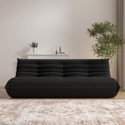 Big Bean Bag Chairs for Adults, 3 Seater Large Bean Bag Chair Sofa, Fireside Chair Lazy Sofa Chair with High Density Comfortable Foam, Modern Bean Bag for Living Room, Bedroom, Office (Black)