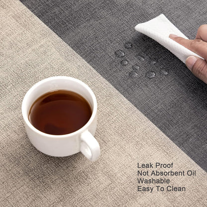 Myir JUN Placemats Dual Sided, Faux Leather Place Mats Set of 6 Indoor Placemat for Dining Table Outdoor Place Mat Manteles Individuales Square Non-Slip Washable Table Mats (Gray Beige, Set of 6)