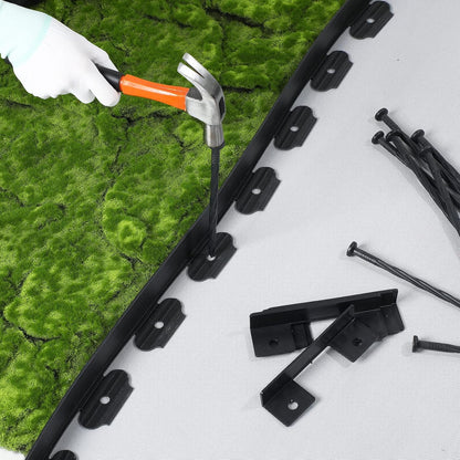 Queekay Landscape Edging Kit 148 ft with 70 Spikes 20 Connectors Plastic Border for Garden, Lawn, Yard, Pathway(Black,2 Inch)