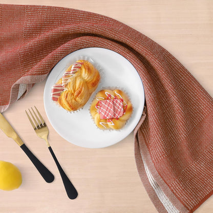 Homaxy Premium Kitchen Towels(18”x 28”, 6 Pack), Large Cotton Kitchen Hand Towels, Flat and Terry Dish Towels, 380 GSM Highly Absorbent Tea Towel Set with Hanging Loop, Rust