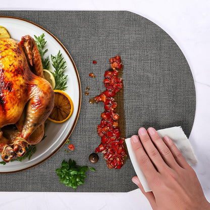 DOLOPL Placemats Set of 6, Oval Large Place Mats for Kitchen Dining Room Table Decorations, Faux Leather Anti Slip Waterproof Dining Table Place Mats for Indoor & Outdoor Use(13.8"x21.6")