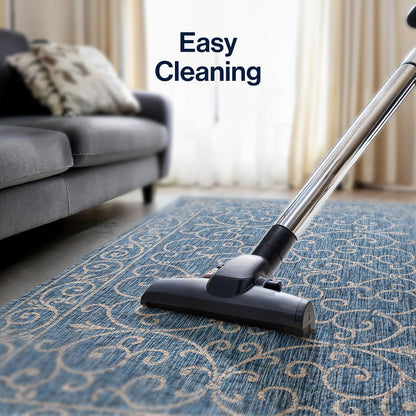 JONATHAN Y Vintage Filigree Indoor Outdoor Area Rug 3X5 Navy/Gray, Charleston Textured Weave for Backyard, Patio, Porch, Easy-Cleaning, High Traffic, Pet-Friendly, Non-Shedding (SMB106D-3)