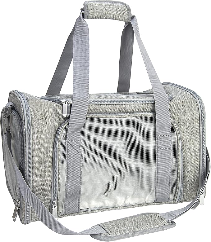 Soft Sided Carrier for Small Medium Cats Dogs,TSA Airline Approved Collapsible Travel Pet Carrier Medium Grey