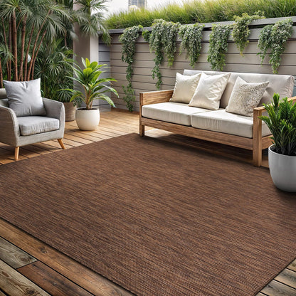 Washable Indoor Outdoor Rug 9x12 Weather Resistant Area Rugs Modern Solid for Porch Deck Balcony Backyard Patio Outside Carpet (9 X 12 Gold Brown)