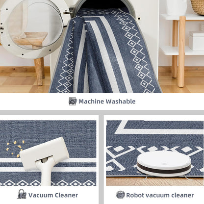 Outdoor Patio Rug, Outside Rectangular Carpet, Moroccan Geometric Rugs, Washable Large Indoor Outdoor Rug 8x10 Mats for RV, Picnic, Backyard, Deck, Balcony, Porch, Beach