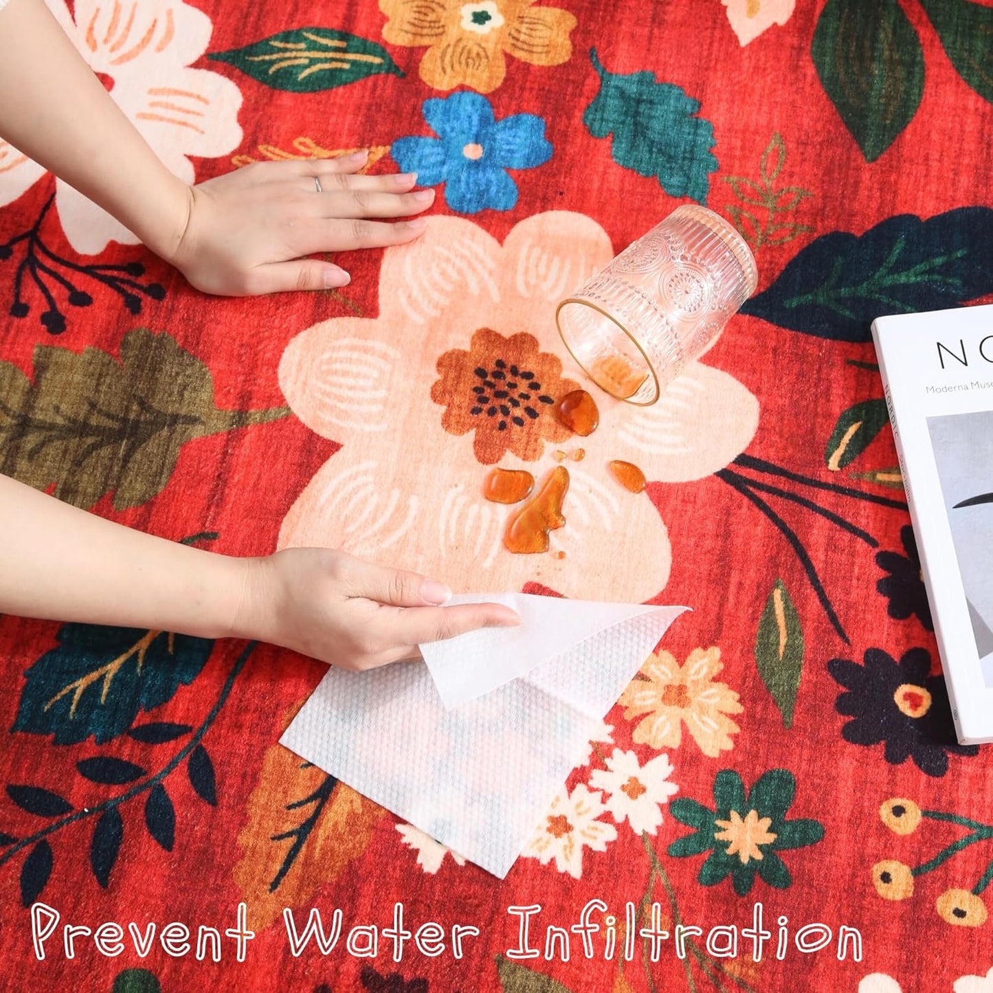 Runner Rug for Hallways Kitchen Rug Non Slip 2'x 6' Washable Runner Rugs with Rubber Backing Soft Floral Carpet Runner for Hallways, Kitchen, Laundry, Bedroom, Bathroom(Red)