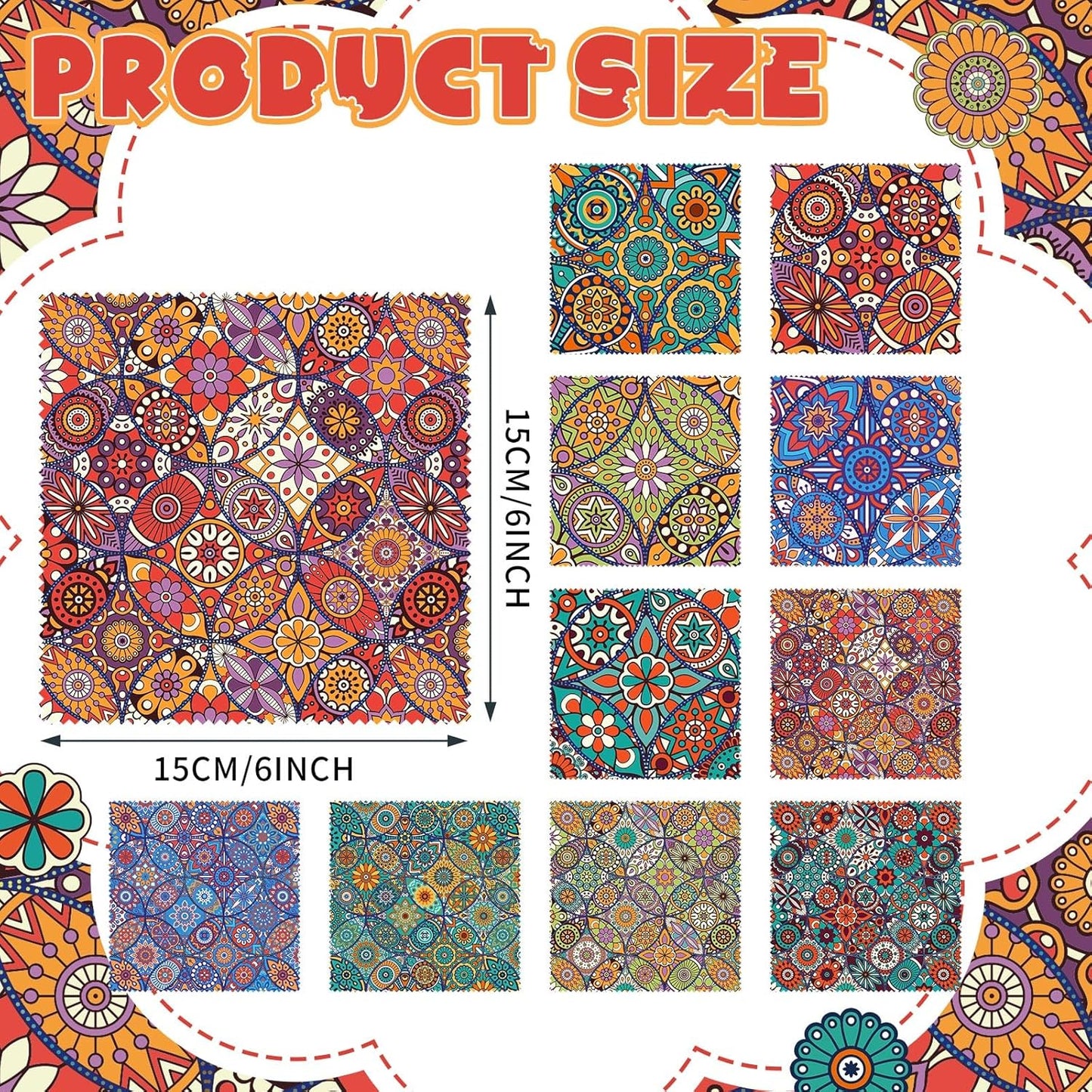 Sinmoe 20 Pcs Microfiber Cleaning Cloth Microfiber Cloth Gift Soft Multicolor Glasses Cleaner for Eyeglasses Camera Lens Cell Phone Screens Glasses, 6 x 6 Inches(Mandala)