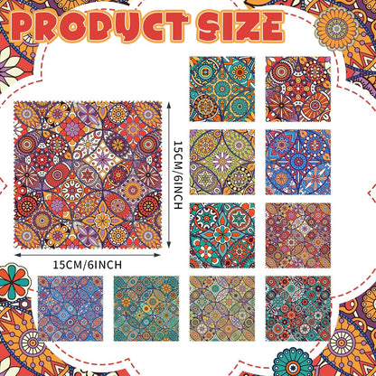Sinmoe 20 Pcs Microfiber Cleaning Cloth Microfiber Cloth Gift Soft Multicolor Glasses Cleaner for Eyeglasses Camera Lens Cell Phone Screens Glasses, 6 x 6 Inches(Mandala)