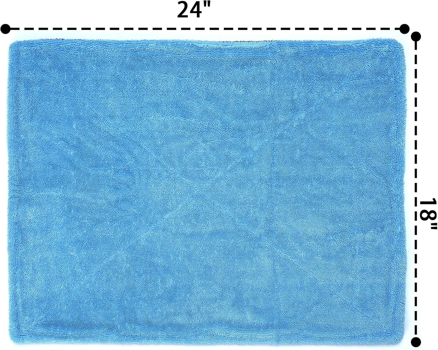 Greenfound Microfiber Towel for Cars, 1000GSM Car Drying Towel, Double Twist Pile & Edgeless Design, No Streaks, Scratches, or Water Spots, Soft and Absorbent, 18"×24", Blue&Grey