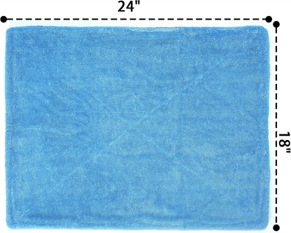 Greenfound Microfiber Towel for Cars, 1000GSM Car Drying Towel, Double Twist Pile & Edgeless Design, No Streaks, Scratches, or Water Spots, Soft and Absorbent, 18"×24", Blue&Grey