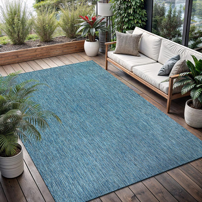 Washable Indoor Outdoor Rug Weather Resistant Carpet Modern Solid for Porch Deck Balcony Backyard Patio Rug 6x9 Aqua Blue