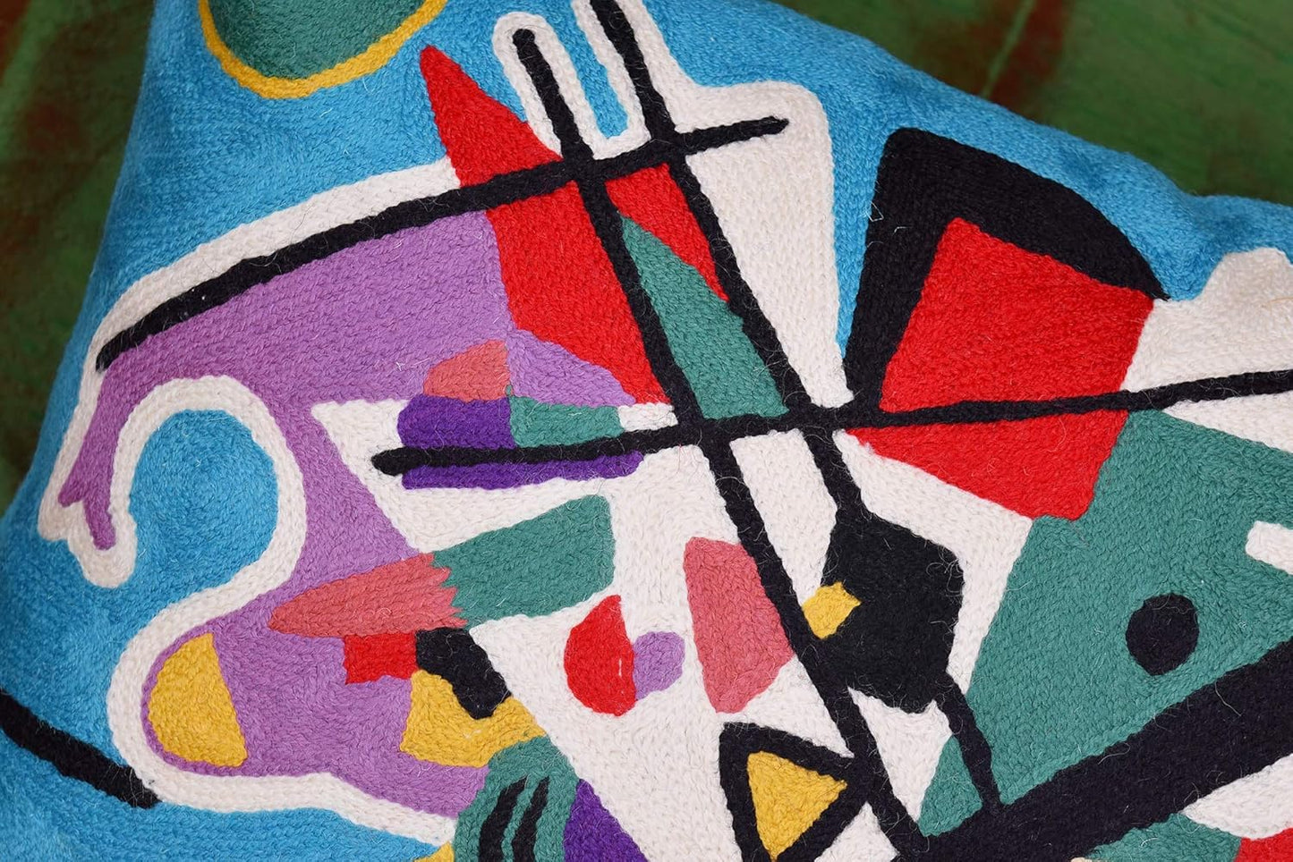 Kandinsky Modern Pillow Cover - Blue Painting | Abstract Throw Pillows | Modern Chair Cushion| Contemporary Accent Pillows | Mid Century Chair Cushions | Handmade Wool Size 18x18