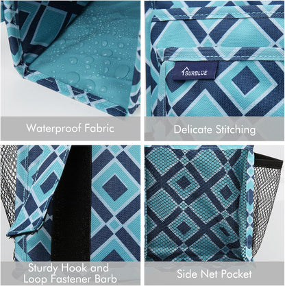 Surblue Bedside Caddy Hanging Bed Organizer Storage Bag Pocket for Bunk and Hospital Beds, College Dorm Rooms Baby Bed Rails, Camp 8 Pockets, (Large, Blue Plaid)