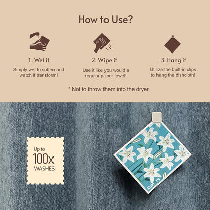 Swedish Dishcloths for Kitchen, 8 Pack Flower Reusable Paper Towels Washable, Non-Scratch Swedish Kitchen Towels, Super Absorbent Cellulose Dish Cloths, Eco Friendly Gifts