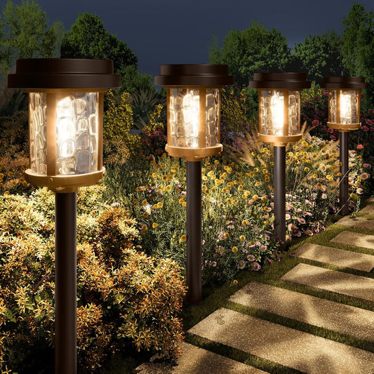 XMCOSY+ Solar Pathway Lights, Dual-Tone Solar Lights Outdoor Waterproof IP65, 20 LM LED Bright Glass Outside Light for Garden Path Yard Walkway Driveway (‎Black & Brown)