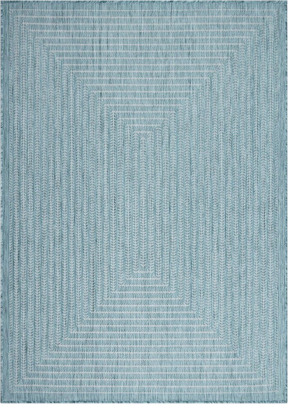 Adiva Rugs Outdoor Indoor Area Rug, Weather Resistant, Easy to Clean, Stain Resistant Floor Mat for Dining Room, Backyard, Deck, Patio (Aqua Weiss, 8' x 10')