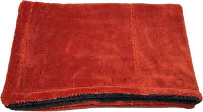 SOFTBATFY 1200 GSM 36" x 24"Dual Sided Microfiber Car Cleaning Drying Towel with Twist Pile, Super Absorbent, Scratch-Free, Machine Washable(Red-Grey)