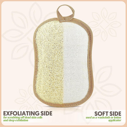 Almooni Premium Exfoliating Loofah Pad Body Scrubber, Made with Natural Egyptian Shower loofa Sponge- Bow Tie Shaped Loofah - 2 Count(1 Pack)