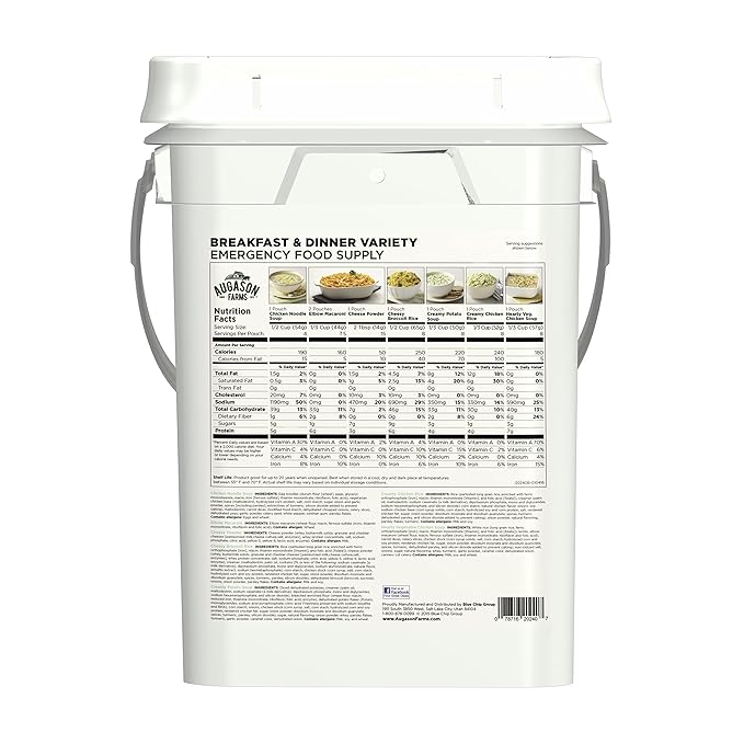 Augason Farms Breakfast and Dinner Variety Pail Emergency Food Supply Everyday Meals 4 Gallon Pail