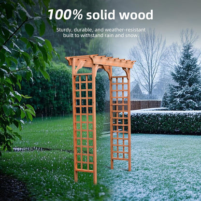 Solid Fir Wooden Garden Arch Premium Outdoor Trellis for Climbing Plants, 83.37”H×61”W×26’’D, Also can be Used for Wedding and Party Decoration
