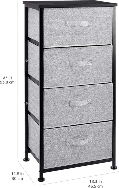 Amazon Basics Fabric 4-Drawer Storage Organizer Unit for Closet, Black