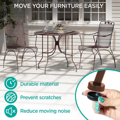 Wrought Iron Patio Furniture Feet Caps (32 Pack, Black) - 1.5" Round Plastic Outdoor Chair Leg Caps, Patio Furniture Replacement Feet