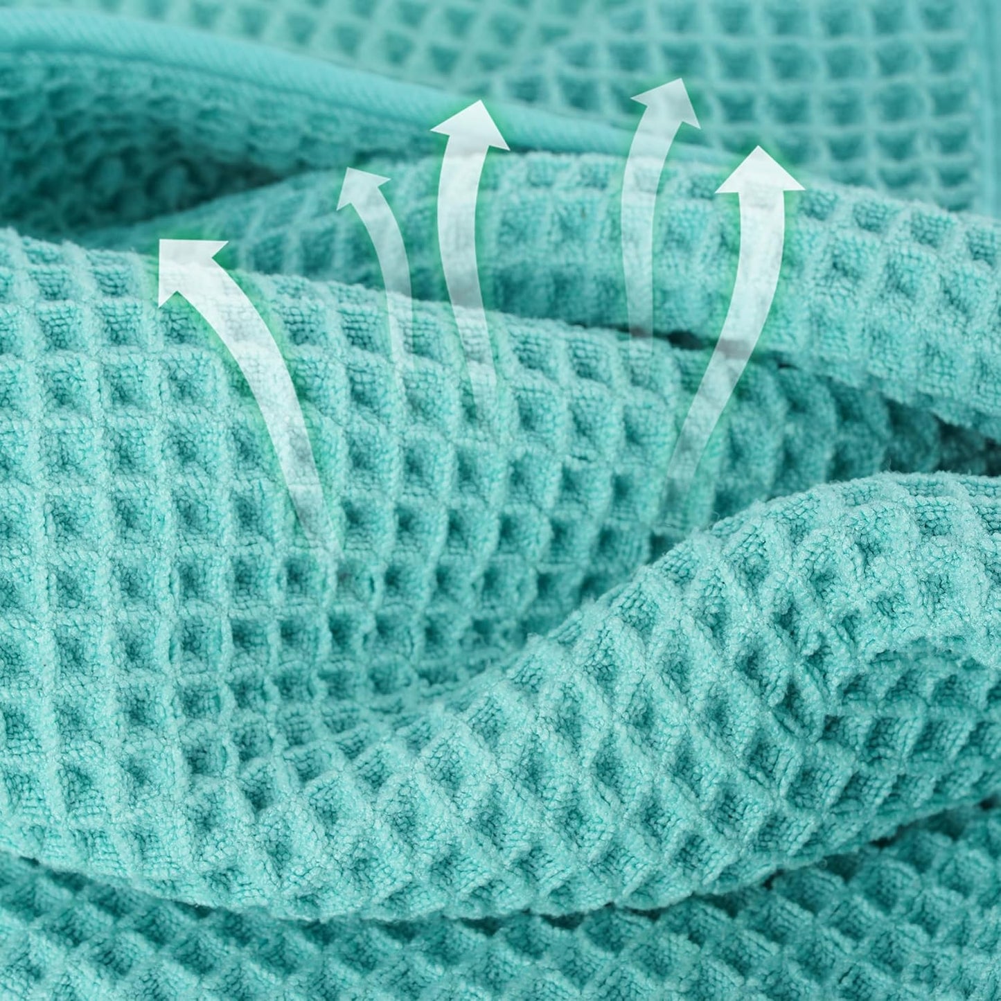 Microfiber Waffle Face Towels, 2 Pieces, Soft, Absorbent, Fast Drying, Lint Free (Turquoise)