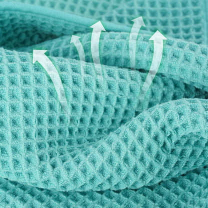 Microfiber Waffle Face Towels, 2 Pieces, Soft, Absorbent, Fast Drying, Lint Free (Turquoise)
