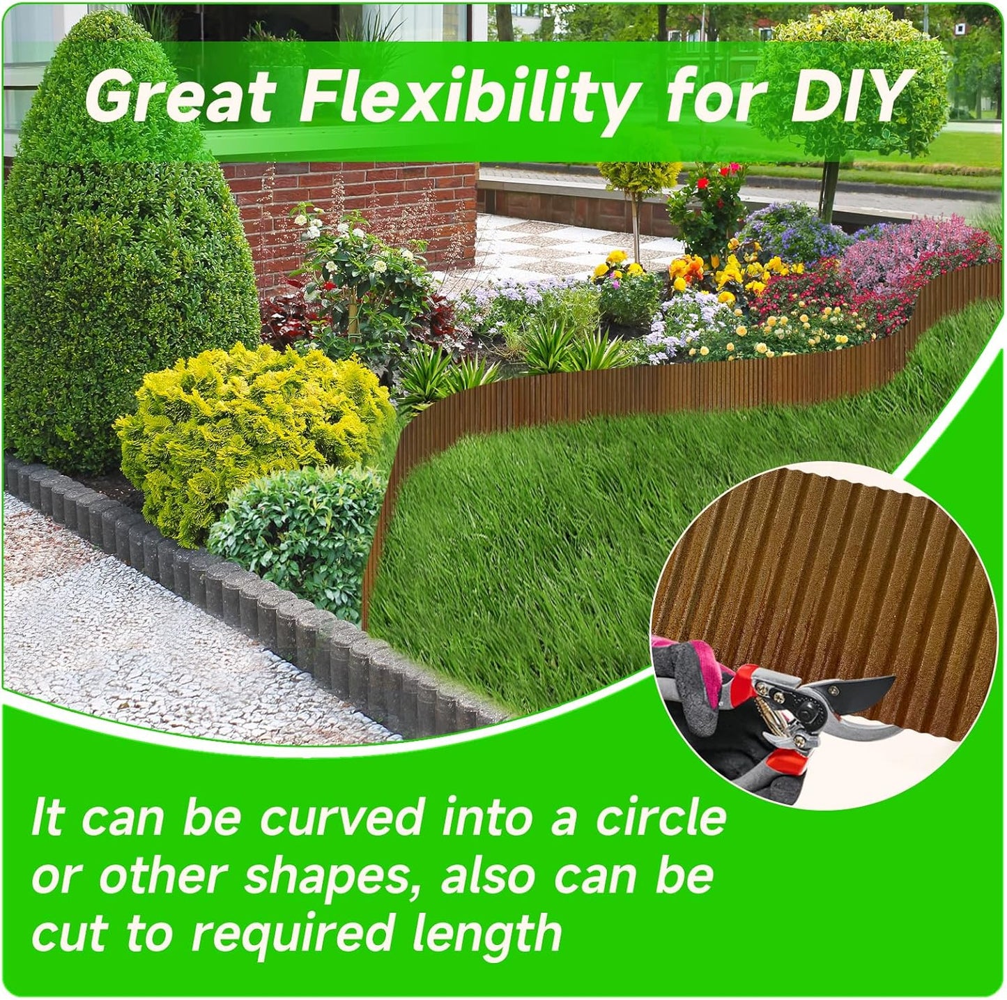 Corrugated Garden Edging, 10"×10Ft Pre-Rusted Landscape Edging & Lawn Edging Border, Metal Garden Border for Flower Beds, Garden，Lawn，Raised Beds & Tree Surrounds