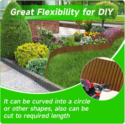 Corrugated Garden Edging, 10"×10Ft Pre-Rusted Landscape Edging & Lawn Edging Border, Metal Garden Border for Flower Beds, Garden，Lawn，Raised Beds & Tree Surrounds