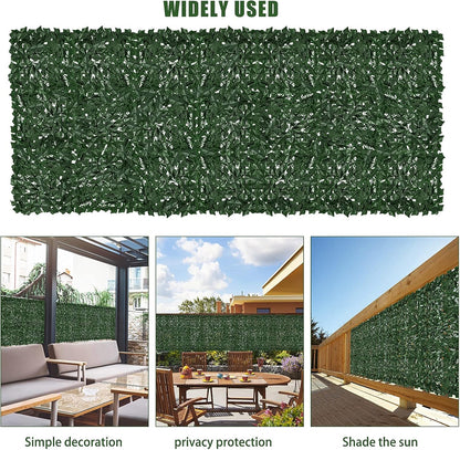 Faux Ivy Fence Privacy Screen Outdoor Expandable Artificial Greenery Roll Fake Hedge Wall Patio Green Plastic Leaf Plant Vine Grass Panels Gate Covering for Garden Yard Balcony (118 X 39.4 in)