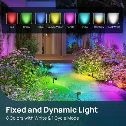 Linkind Solar Lights Outdoor Waterproof IP67, StarRay RGB Solar Spot Lights Outdoor, Color Changing Outdoor Solar Lights for Yard, Garden, Pathway, Decorations (Multicolor, 6 Pack)