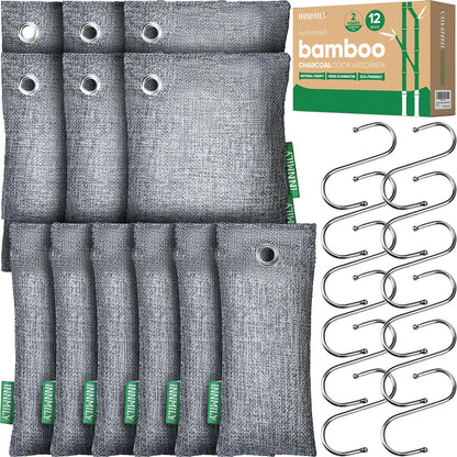 Activated Charcoal Odor Absorber, Odor Eliminator for Strong Odor,Bamboo Charcoal Air Purifying Bags for Home Car Closet Pet, Smoke Room Deodorizer (12 Packs, Unscented)