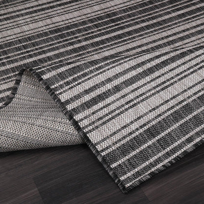 Stripe Outdoor Rug 9x12 Washable Outside Carpet for Indoor Patio Porch Waterproof Easy Cleaning Non Shedding Area Rugs Dark Gray 9 x 12