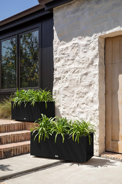 Veradek Block Series Long Box Planter - Large Rectangular Planter for Indoor or Outdoor Patio/Porch | Durable All-Weather Use with Drainage Holes | Modern Décor for Tall Plants, Flowers or Shrubs