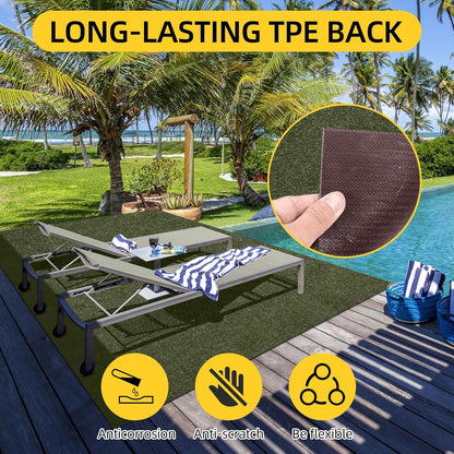 Marine Carpet,5 FT x 15 FT Olive Green Indoor Outdoor Carpet 0.2" Thick with Water-Proof TPE Backing, Non-Slide for Home, Patio, Porch, Deck