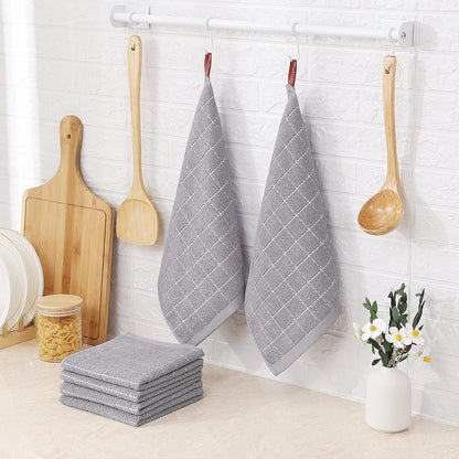 Homaxy 100% Cotton Terry Kitchen Dish Cloths, Ultra Soft and Absorbent Dish Towels for Kitchen, Suitable for Drying and Washing Dishes, 12 Pack, 12 x 12 Inches, Light Grey