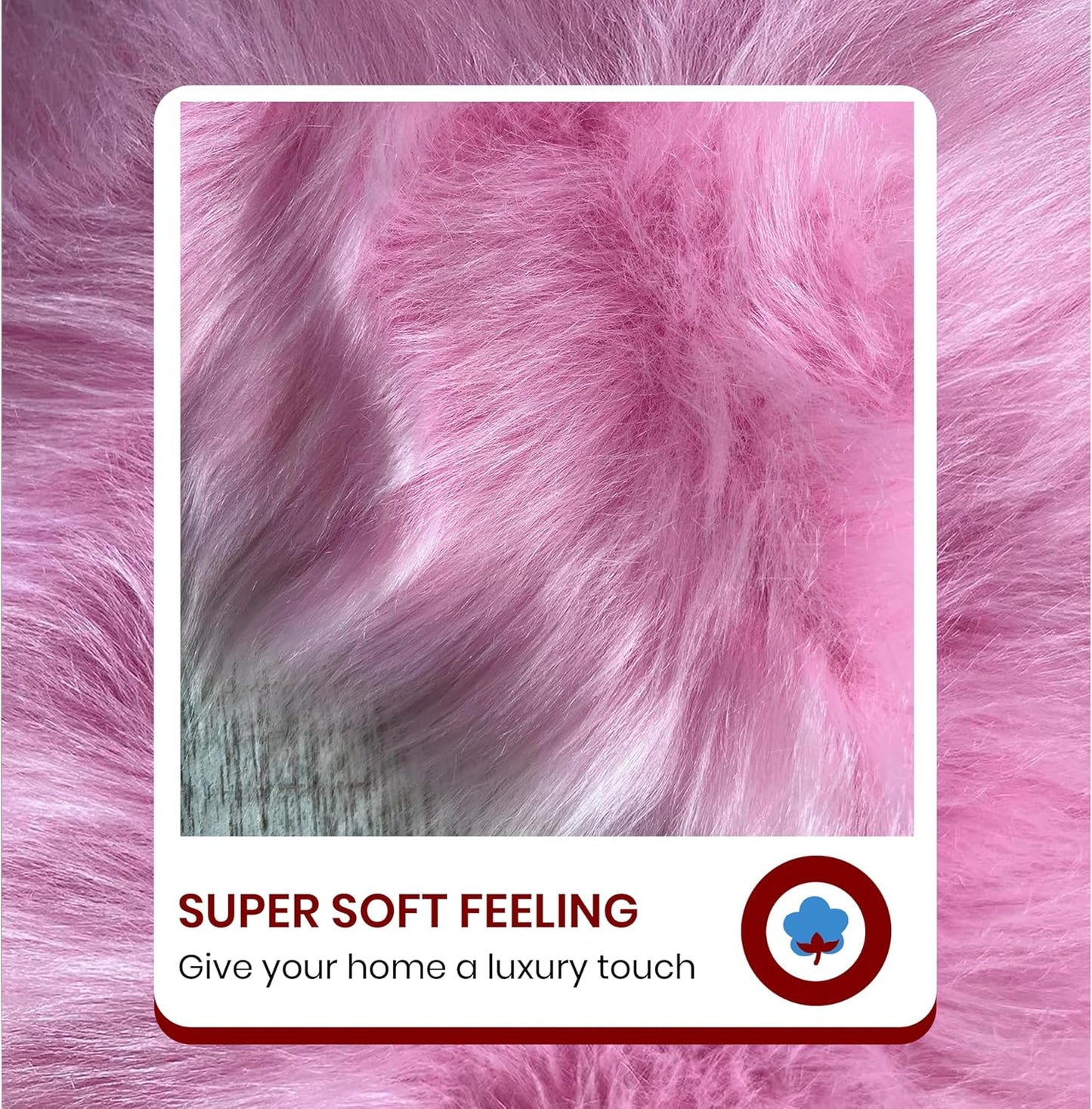 LAMBZY Faux Sheepskin Super Soft Hypoallergenic Free Shape Silky Shag Rug, Luxury Shaggy Plush Carpet for Bedrooms Living Kids Room Sofa Rugs (Pink, Duo Decto 12 Pelts 6'x12')