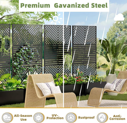 Casaphoria Metal Raised Garden Bed with Trellis and Wheels, 72"x47"x16" Planter Box for Climbing Plants, Vegetables & Vines, Features Drainage Holes and Privacy Screen, Black(Parallel&Louvered)