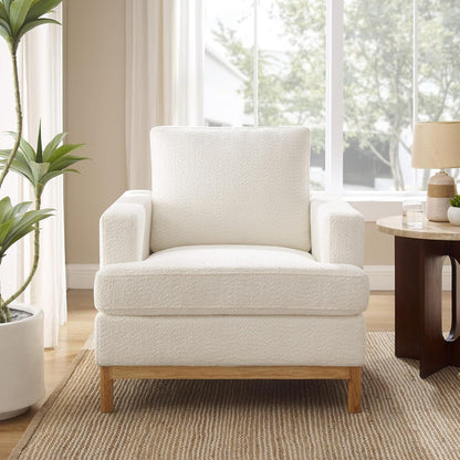 Oversized Accent Chair, Mid Century Modern Upholstered Armchair for Living Room, Comfy Chair for Bedroom Reading Chair, Single Sofa for Small Space with Rubberwood Base