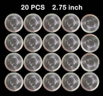 20Pcs Bathroom Sink Drain Strainer Screen Mesh, 2.75'' Stainless Steel Slop Basket Filter Trap Sink Drain Mesh Basket Hair Catcher Filter Cover for Lavatory RV Shower Floor Utility Drain