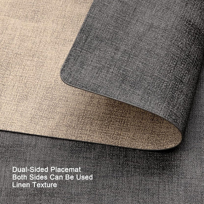 Myir JUN Placemats Dual Sided, Faux Leather Place Mats Set of 4 Indoor Placemat for Dining Table Outdoor Place Mat Manteles Individuales Square Non-Slip Washable Table Mats (Gray Beige, Set of 4)