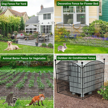 15 Panels Decorative Garden Fence with Gate - 32 in (H) x 35.4 ft (L) No Dig Dog Fence Outdoor for Yard, Rustproof Tall Garden Fencecing Panels, Animal Barrier Suitable for Yard Border, Patio