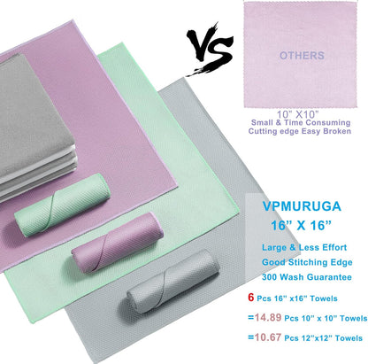 Streak Free Miracle Cleaning Cloths Easy Clean Nanoscale,Fish Scale Microfiber Window Mirror Glass Car Stainless Steel Cleaning,Lint Free Dish cloth Wine Glass Polishing Towel,Reusable,Pack 6,Blue