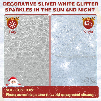 4.5FT Lighted Reindeer Family Set for Christmas Decoration, 3 Pieces Pre-Lit Iridescent Deer Xmas Decor with 200 LED Lights, 3D Glittered Standing Holiday Display for Outdoor, Indoor, White