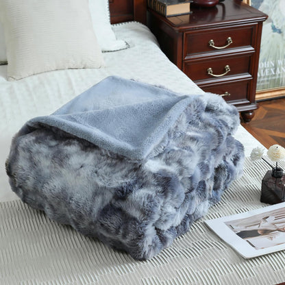 UKELER Soft Faux Fur Throw Blanket 50''x60'' Dark Grey Reversible Shaggy Blanket Plush Thick Fluffy Blankets Throws for Bed, Couch, Sofa, Office, Camping