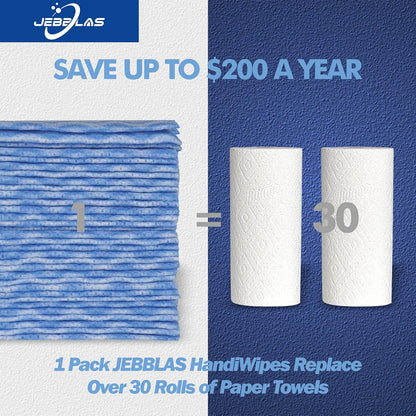 JEBBLAS 100Pcs Reusable Cleaning Cloths 11.8‘’x11.8‘’ Handi Wipes Reusable Cloths Dry Cleaning Cloths Dish Towel Dish Cloths Handy Cleaning Wipes, Blue