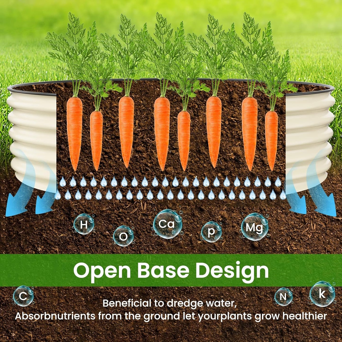 Raised Garden Bed 5x2x1.4 Ft Planter Box Outdoor with Rubber Edge Zinc-Aluminum-Magnesium Stainless Steel Durable Metal Garden Beds Kit for Vegetables, Flowers, Herbs and Succulents（Ivory）