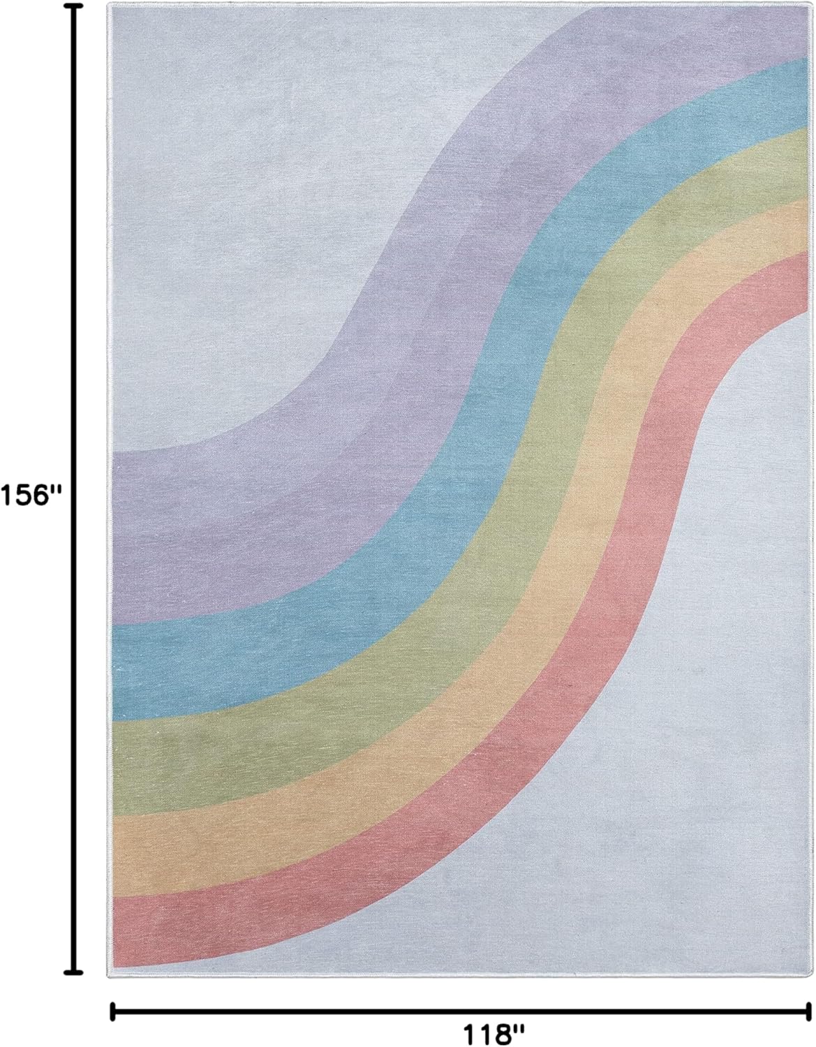 Well Woven Kids Rugs Rainbow 9'10" x 13' Multi Color Modern Flat-Weave Playroom Area Rug